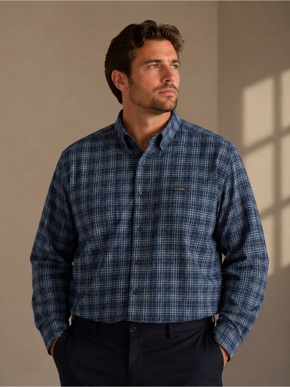 Columbia Blue Plaid Button-Down Shirt